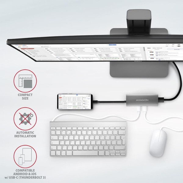 Фото - Хаб USB AXAGON USB-C 10Gbps SPEEDSTER 5in1 (rev2.0), Grey (HMC-5G2)