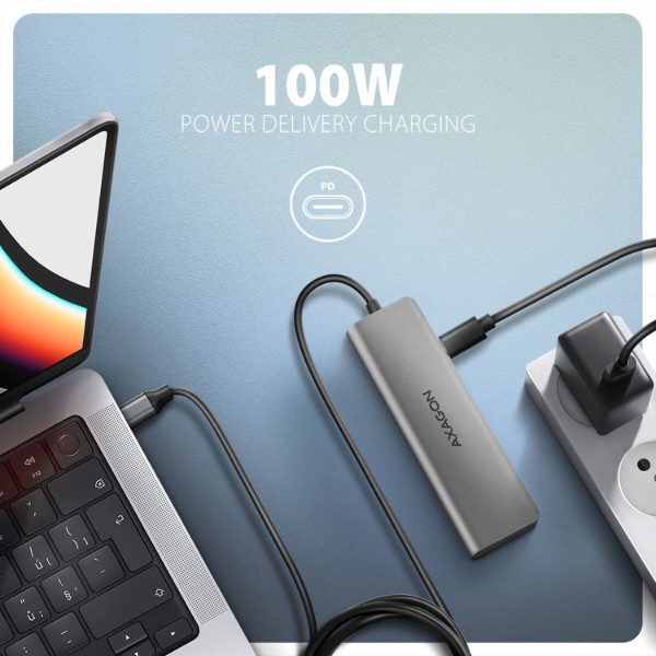 Фото - Хаб USB AXAGON USB-C 5Gbps 5in1 Grey (HMC-5H)