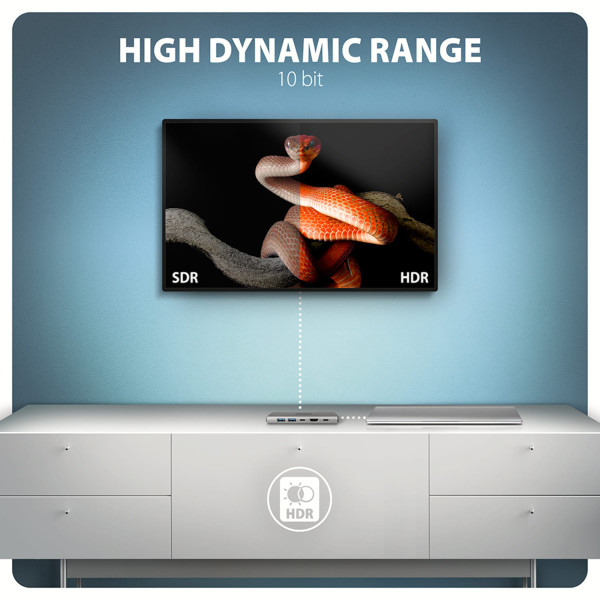 Фото - Хаб USB AXAGON USB-C 10Gbps 6in1 Grey (HMC-6G2L)