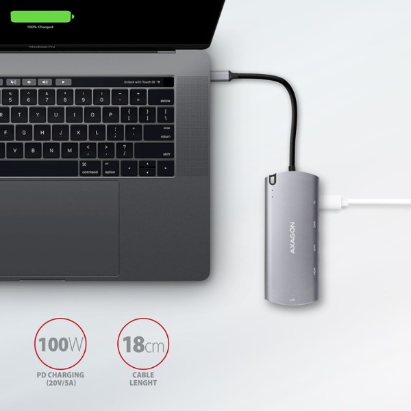 Фото - Хаб USB AXAGON SuperSpeed USB-C COMBO 6in1 Grey (HMC-6M2)