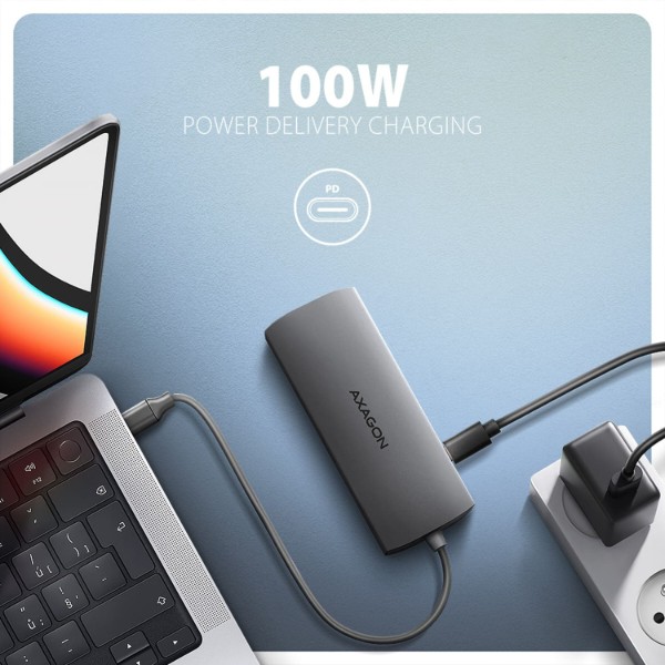 Фото - Хаб USB AXAGON USB-C 5Gbps 9in1 Grey (HMC-8HLSA)