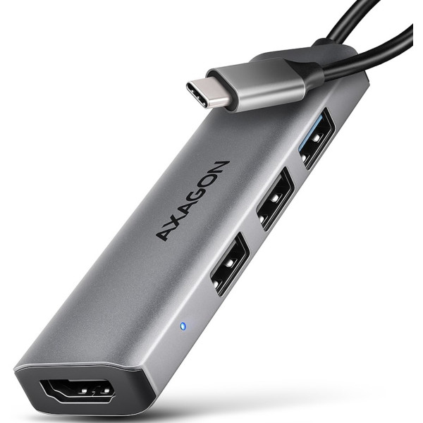 Фото - Хаб USB AXAGON USB-C 5Gbps STARTER 4in1 Grey (HMC-H3A)