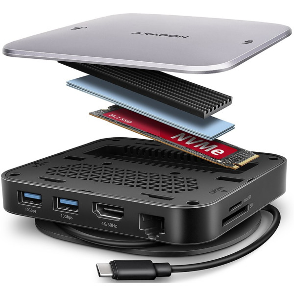 Фото - Хаб USB AXAGON USB-C 10Gbps UFO 9in1 Grey (HMC-UFO)