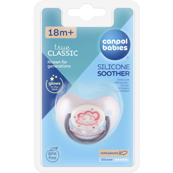 Фото - Анатомічна пустушка Canpol babies 18+ м-ців Night Dreams - рожева (22/502_pin_new)