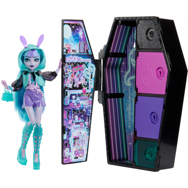 Фото - Колекційна лялька набір Monster High "Жахо-секрети Твайли" серії "Неонові та бомбезні" (HNF82)
