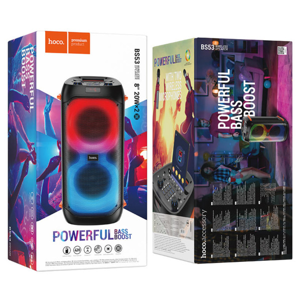Фото - Портативная акустика HOCO BS53 Manhattan wireless dual mic outdoor BT speaker Black (6931474781116)