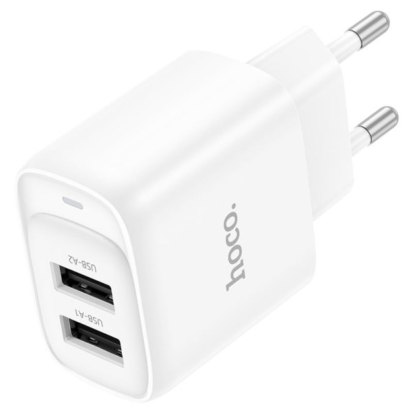Фото - Мережевий зарядний пристрій HOCO C141A Smart dual-port charger White (6942007627856)