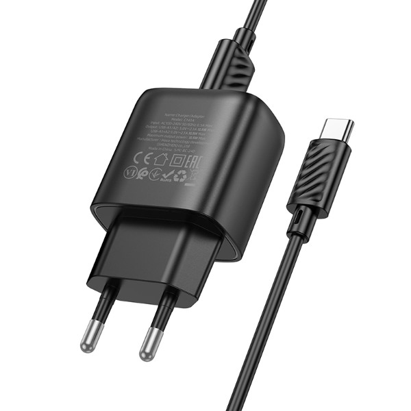 Фото - Сетевое зарядное устройство HOCO C141A Type-C Black (6942007627900)