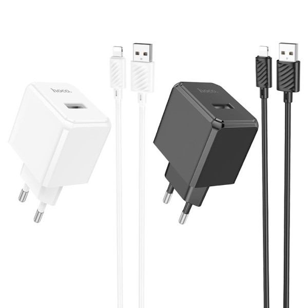 Фото - Мережевий зарядний пристрій HOCO CS11A Ocean single port charger set(iP) Black (6942007603560)