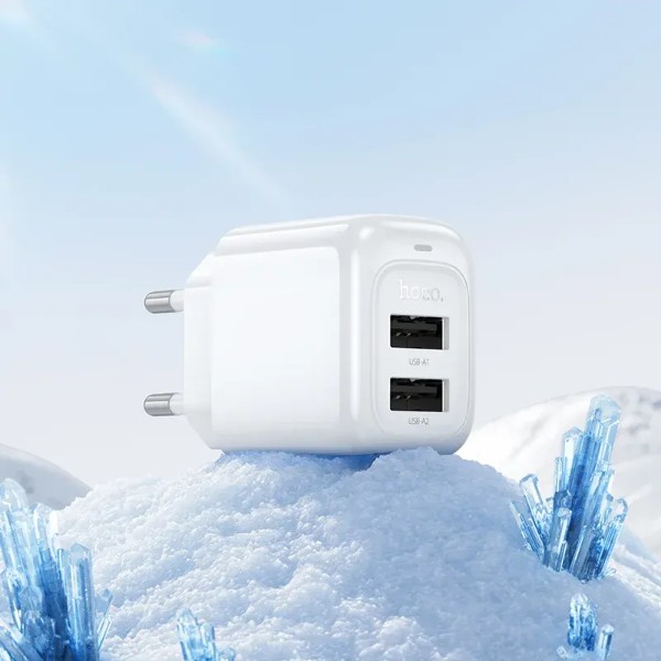 Фото - Мережевий зарядний пристрій HOCO CS51A Surplus dual-port charger(EU) White (6942007631419)