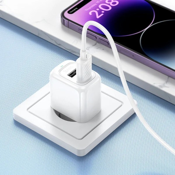 Фото - Мережевий зарядний пристрій HOCO CS51A Surplus dual-port charger(EU) White (6942007631419)