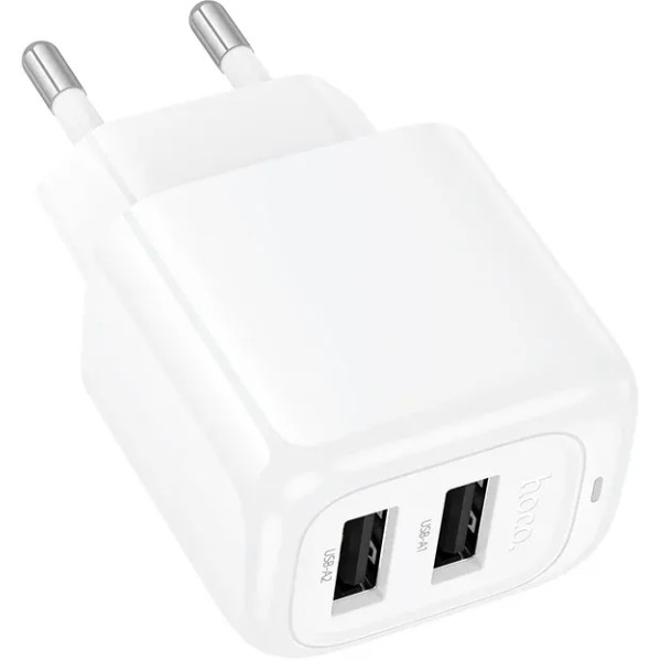 Фото - Мережевий зарядний пристрій HOCO CS51A Surplus dual-port charger(EU) White (6942007631419)
