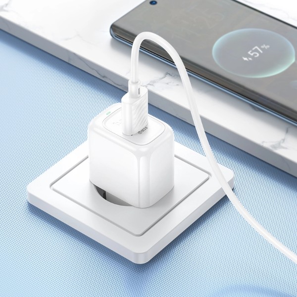 Фото - Сетевое зарядное устройство HOCO CS52A 18W QC3.0 charger set(Type-C) White (6942007631471)