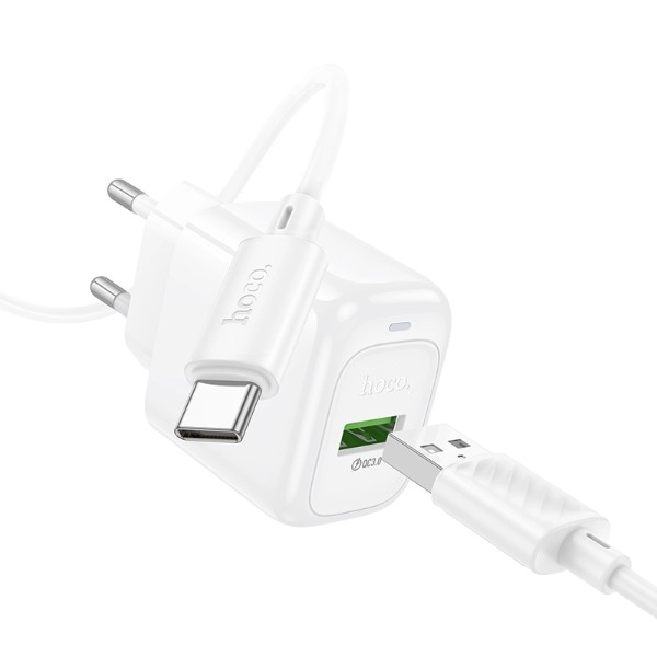 Фото - Сетевое зарядное устройство HOCO CS52A 18W QC3.0 charger set(Type-C) White (6942007631471)