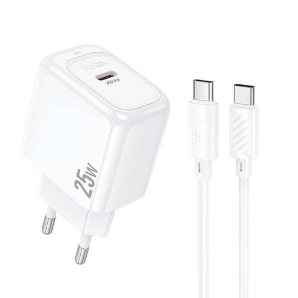 Фото - Мережевий зарядний пристрій HOCO CS53A PD25W charger set(C to C) White (6942007631501)