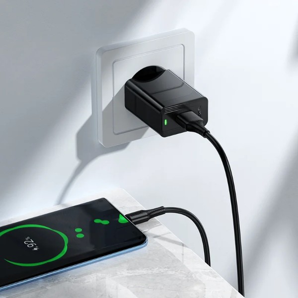 Фото - Мережевий зарядний пристрій HOCO CS92A QC3.0 charger set(Type-C) Black (6942007671057)
