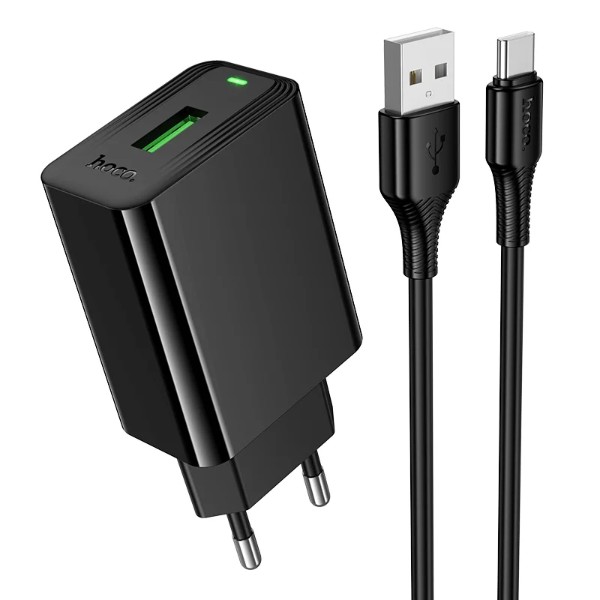 Фото - Мережевий зарядний пристрій HOCO CS92A QC3.0 charger set(Type-C) Black (6942007671057)