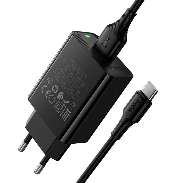 Фото - Мережевий зарядний пристрій HOCO CS92A QC3.0 charger set(Type-C) Black (6942007671057)