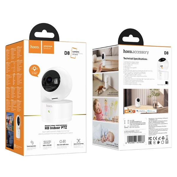 Фото - IP-камера HOCO D8 Indoor PTZ HD camera EU (6942007659093)