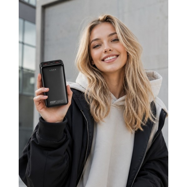 Фото - Батарея мобильная HOCO DB130 Tridentis PD30W + QC3.0 20000 mAh Black (715942)