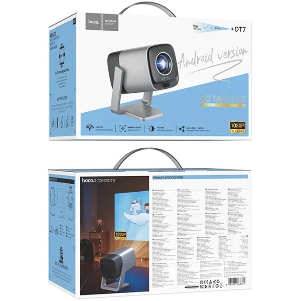 Фото - Проєктор HOCO DT7 WiFi 2.4+5G. Metal Gray (6942007668781)