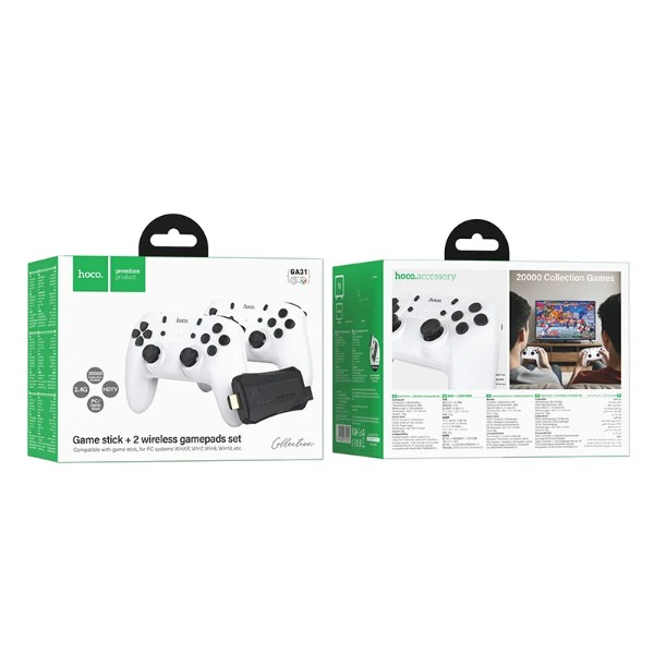 Фото - Игровая приставка HOCO GA31 Collection game box+two wireless gamepads set White (6942007672122)