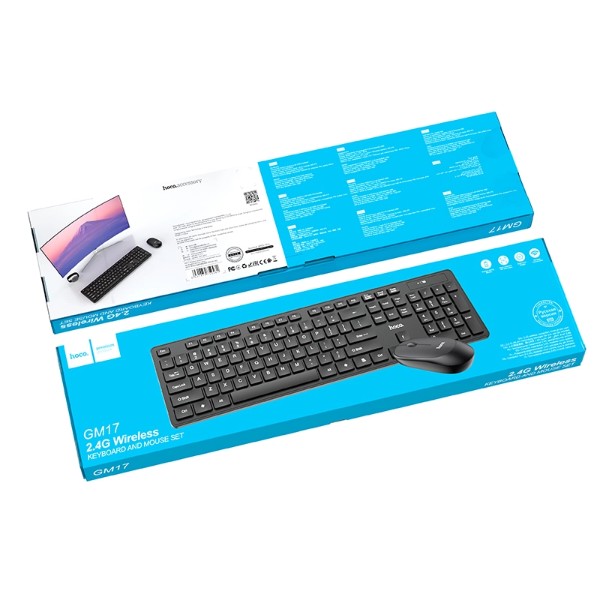 Фото - Клавиатура+мышь беспроводная HOCO GM17 Wireless business (English Version) Black (6931474759481)