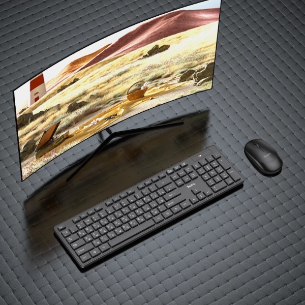 Фото - Клавиатура+мышь беспроводная HOCO GM17 Wireless business (English Version) Black (6931474759481)