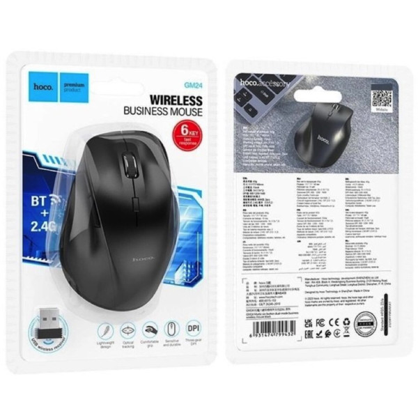 Фото - Мышь беспроводная HOCO GM24 Mystic six-button dual-mode business wireless mouse Black (6931474799432)