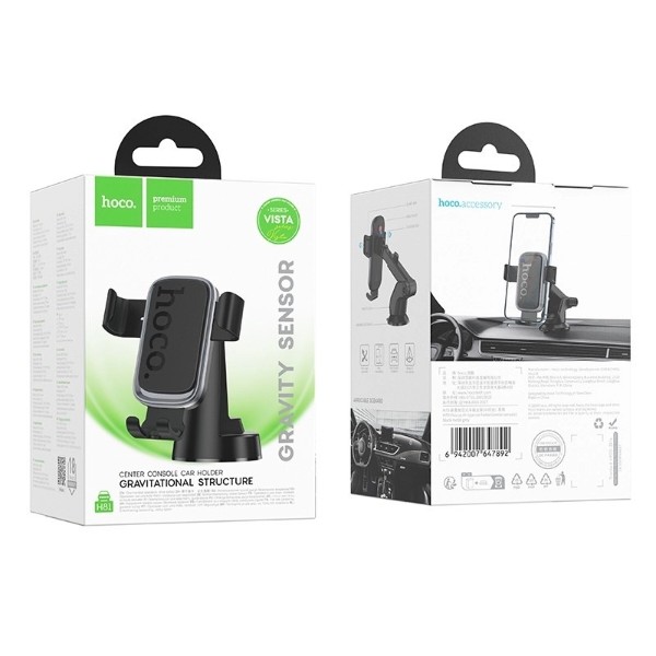 Фото - Автодержатель HOCO H81 Vista Gravity Car holder Black Metal Gray (6942007647915)