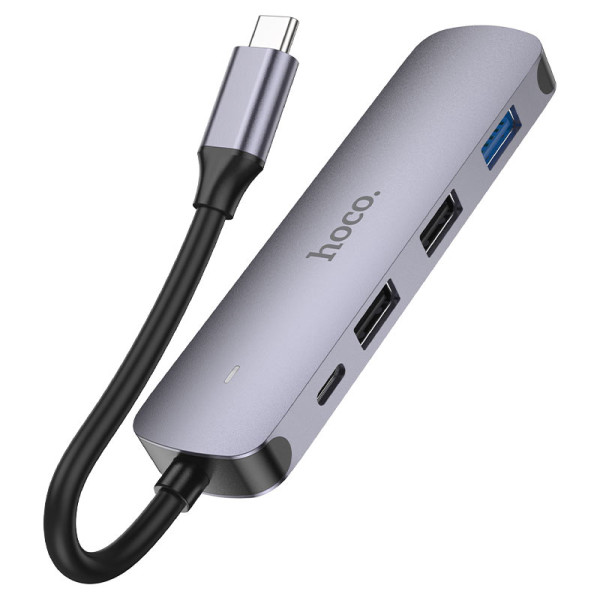 Фото - Хаб USB HOCO HB27 Type-C multi-function converter HDTV+USB3.0+USB2.0х2+PD Metal Gray (6931474769329)