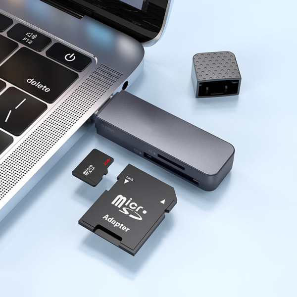 Фото - Кардридер HOCO HB45 Spirit 2-in-1 USB 2.0 card reader Metal Gray (6942007620499)