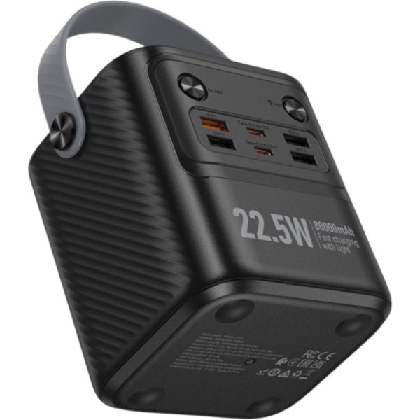 Фото - Батарея мобільна HOCO J152 Tough 22.5W + PD20W з LED-ліхтарем та ручкою 80000 mAh Black (715657)