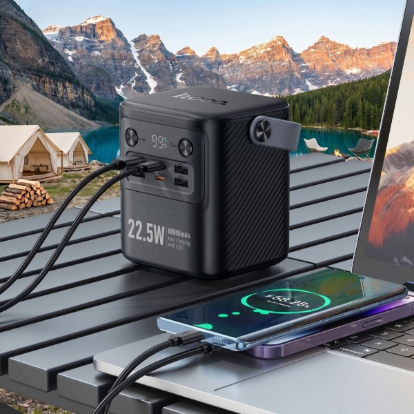 Фото - Батарея мобільна HOCO J152 Tough 22.5W + PD20W з LED-ліхтарем та ручкою 80000 mAh Black (715657)