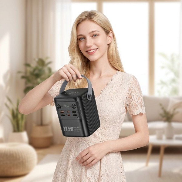 Фото - Батарея мобільна HOCO J152 Tough 22.5W + PD20W з LED-ліхтарем та ручкою 80000 mAh Black (715657)