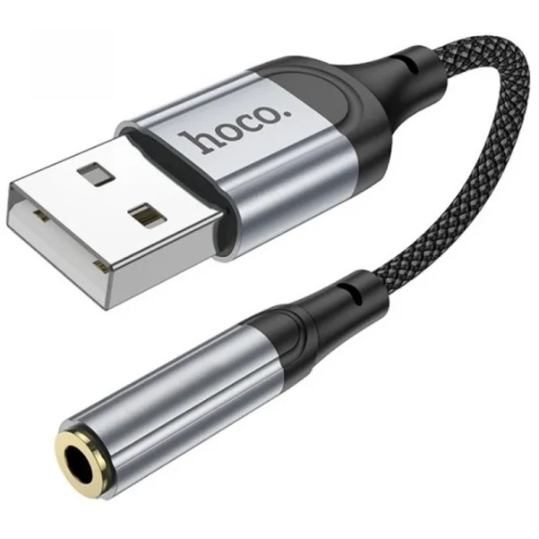 Фото - Кабель 3.5 мм - 3.5 мм HOCO LS36 Fresh external sound card USB to 3.5 Black (6942007608879)