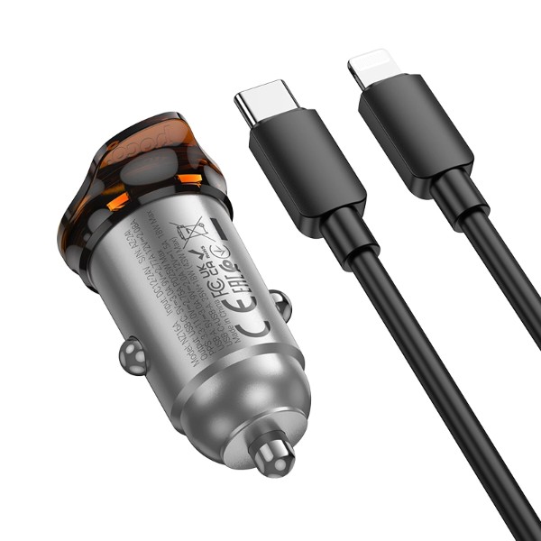 Фото - Автомобильное зарядное устройство HOCO NZ16A Rigorous 43W dual port PD25W+QC3.0 Metal Grey (6942007644754)