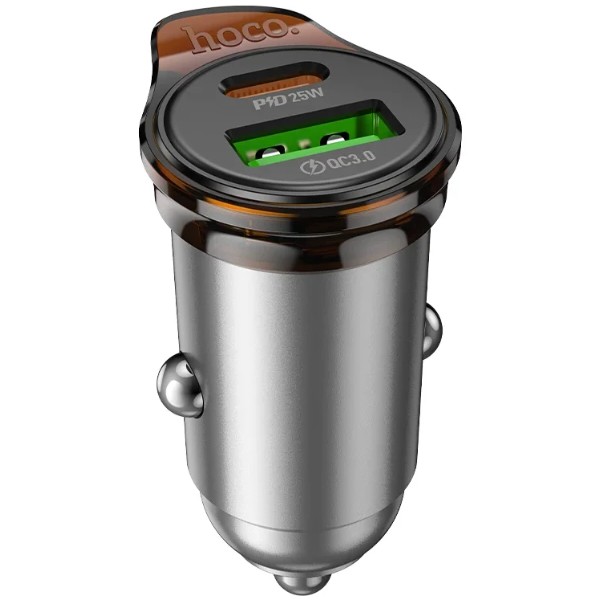 Фото - Автомобильное зарядное устройство HOCO NZ16A Rigorous 43W dual port PD25W+QC3.0 Metal Grey (6942007644747) Фото - Автомобильное зарядное устройство HOCO NZ16A Rigorous 43W dual port PD25W+QC3.0 Metal Grey (6942007644747)