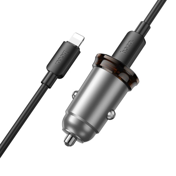 Фото - Автомобильное зарядное устройство HOCO NZ16A Rigorous 43W dual port PD25W+QC3.0 Metal Grey (6942007644754)