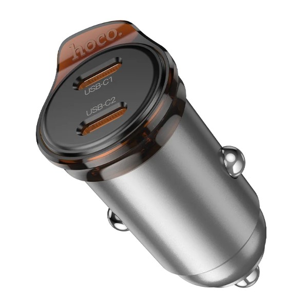 Фото - Автомобильное зарядное устройство HOCO NZ16B Rigorous PD45W(2C) car charger Metal Grey (6942007644778)