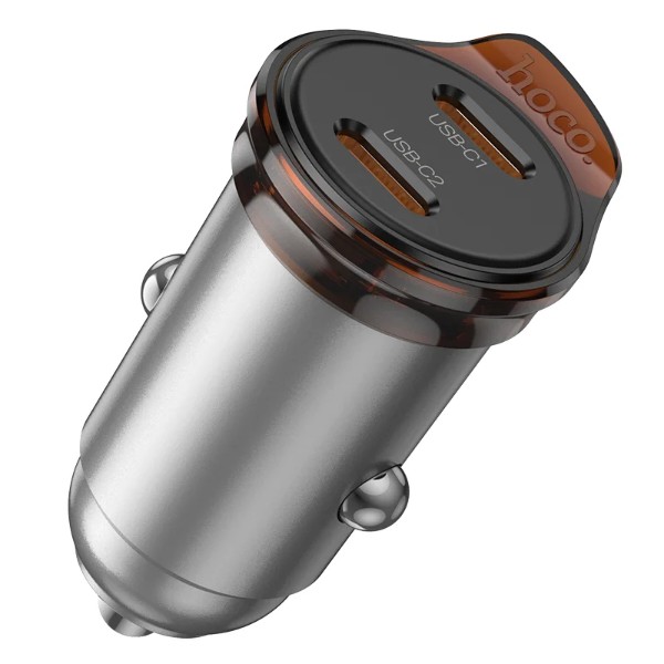 Фото - Автомобильное зарядное устройство HOCO NZ16B Rigorous PD45W(2C) car charger Metal Grey (6942007644778)