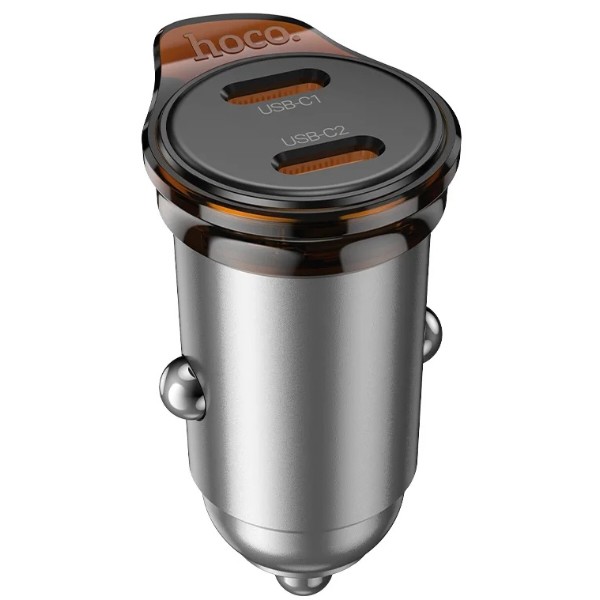 Фото - Автомобильное зарядное устройство HOCO NZ16B Rigorous PD45W(2C) car charger Metal Grey (6942007644778)