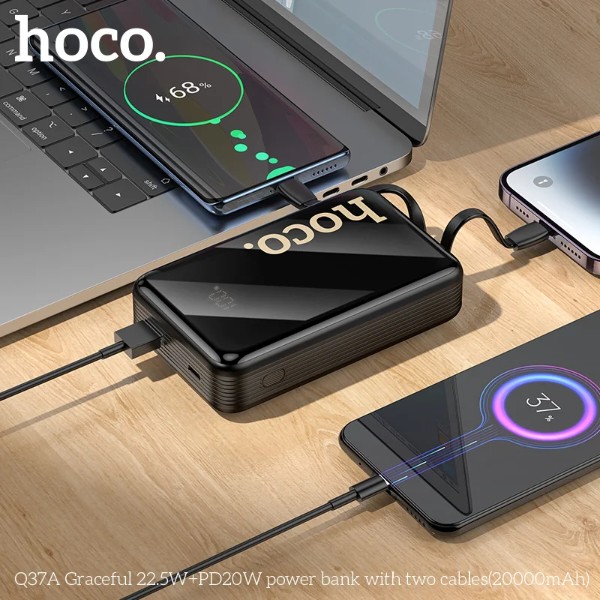 Фото - Батарея мобильная HOCO Q37A Graceful 22.5W+PD20W 20000mAh Black (6942007644921)