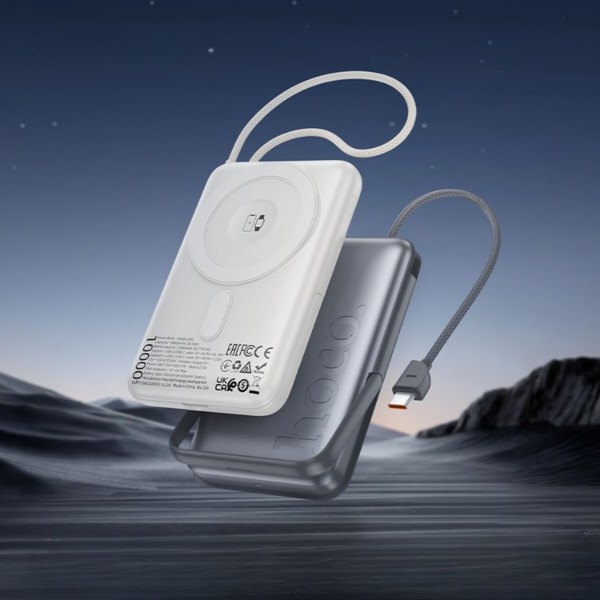 Фото - Батарея мобільна HOCO Q43 Clever Dual PD20W Magnetic з кабелем Type-C, зарядкою для Apple Watch та підставкою 10000 mAh Silver (715649)