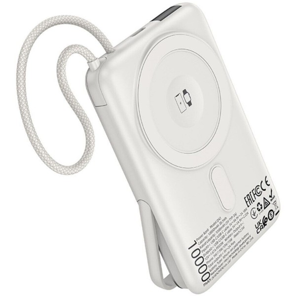 Фото - Батарея мобільна HOCO Q43 Clever Dual PD20W Magnetic з кабелем Type-C, зарядкою для Apple Watch та підставкою 10000 mAh Silver (715649)