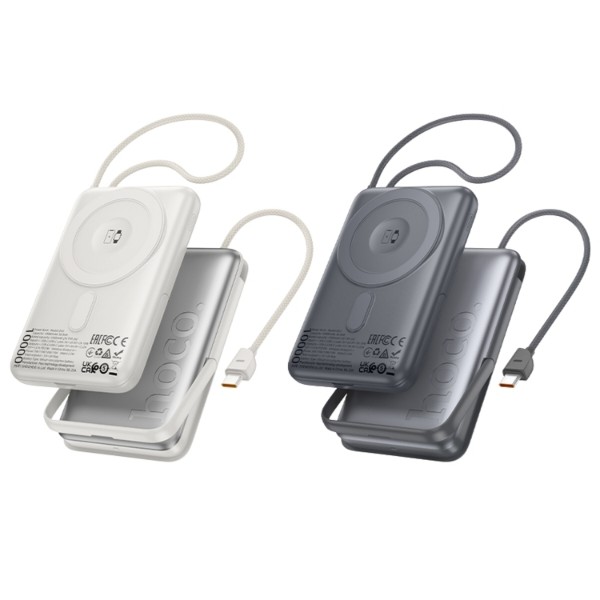 Фото - Батарея мобільна HOCO Q43 Clever Dual PD20W Magnetic з кабелем Type-C, зарядкою для Apple Watch та підставкою 10000 mAh Silver (715649)