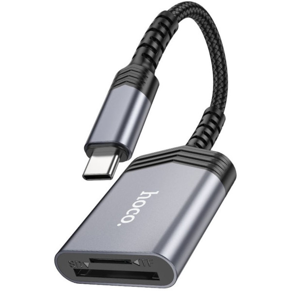 Фото - Кардрідер HOCO UA25 2-in-1 Type-C Metal Gray (6942007608862)
