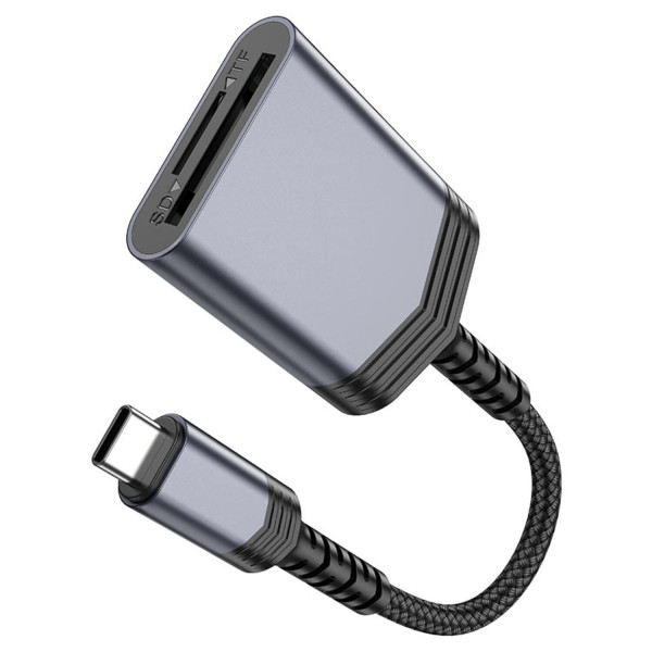 Фото - Кардрідер HOCO UA25 2-in-1 Type-C Metal Gray (6942007608862)