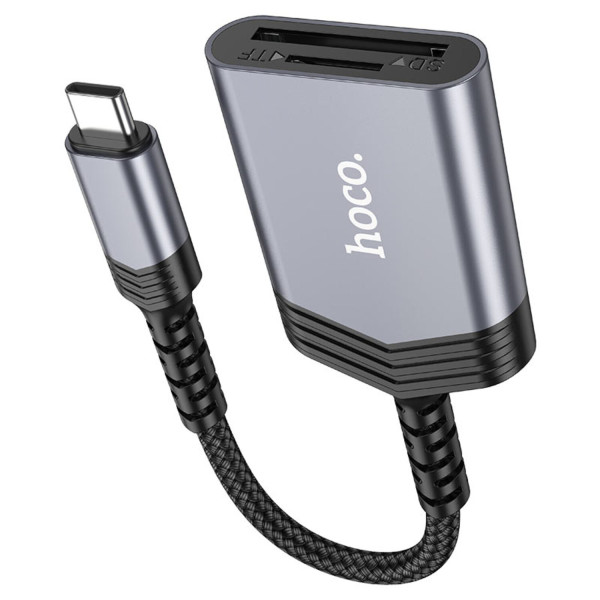 Фото - Кардрідер HOCO UA25 2-in-1 Type-C Metal Gray (6942007608862)