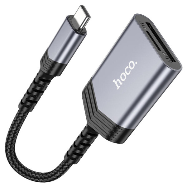 Фото - Кардрідер HOCO UA25 2-in-1 Type-C Metal Gray (6942007608862)